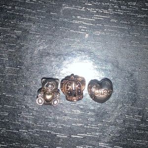 Two toned bear & love clip and rose gold crown